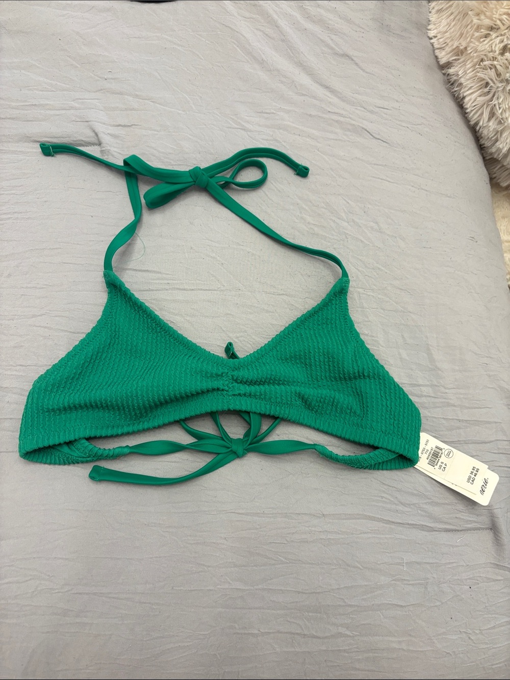 aerie Green Textured Tie-Back Bikini Top